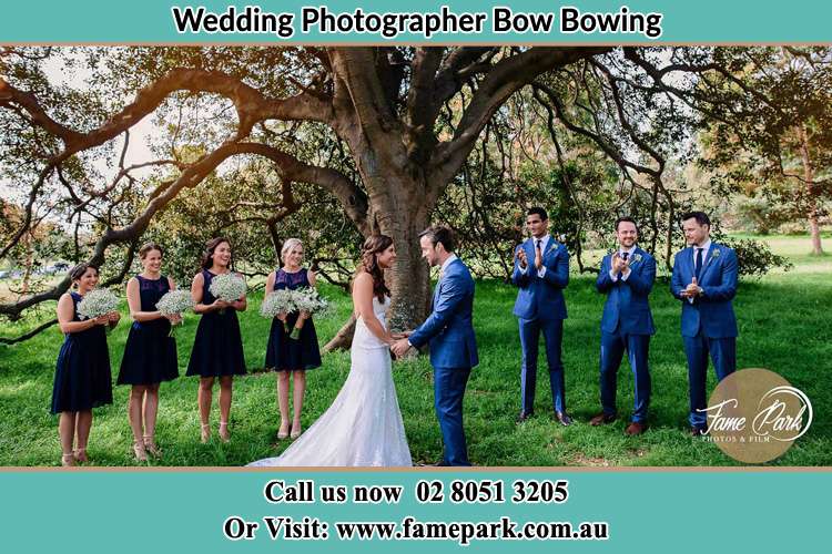 Photo of the Groom and the Bride with the entourage Bow Bowing NSW 2556