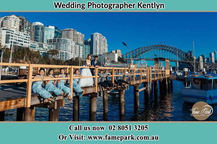 Photo of the Groom and the Bride with the entourage at the bridge Kentlyn NSW 2560