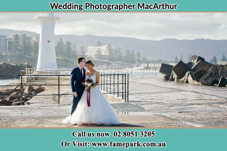 Bride and Groom near the watch tower Macarthur