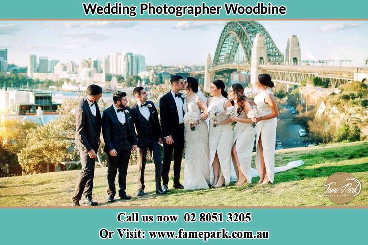 Photo of the Groom and the Bride with the entourage near the bridge Woodbine NSW 2560